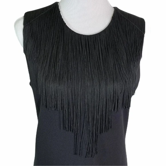 📚DROP⬇️ BCBGMAXAZRIA • Alyn Black
Fringe Trim Flounce Hem
Cocktail Dress • S - Picture 3 of 9